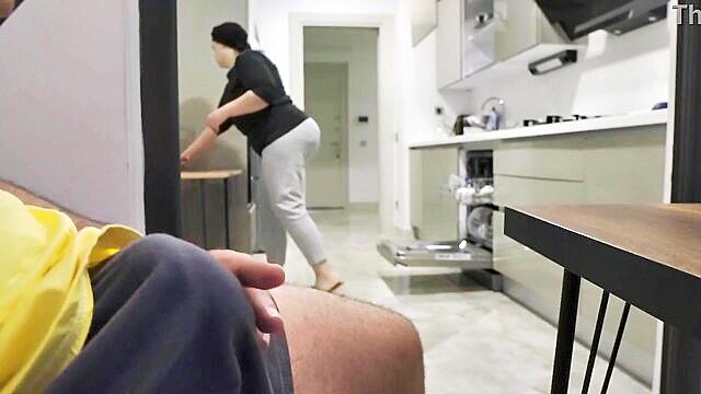stepmom caught jerking off : Her big ass