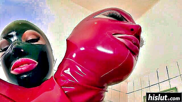 latex clad babes indulge in sex toy play and breast squeezing : tessygravy