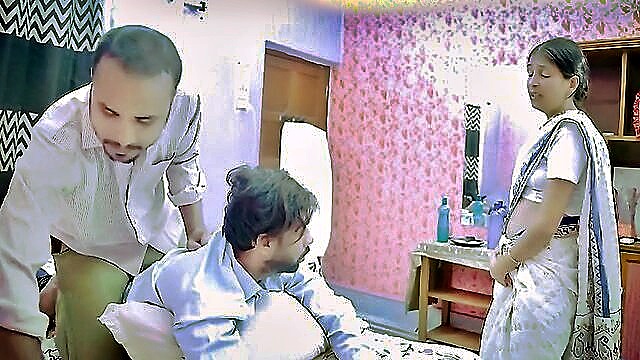 Sultry Desi Bhabhi expertly pleasured by two men in high-definition, xx sexy facial and DP action.