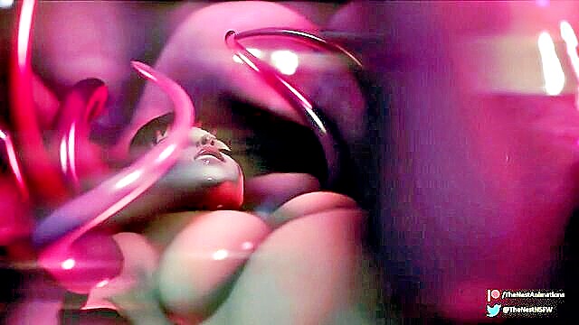 3d animation, cartoon, big tits - long tentacles restrain pregnant overwatch iz in hd hentai