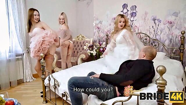 Eva Barbie, Sara Bork, Eliz Benson - amateur foursome gone wrong wedding Bride4K