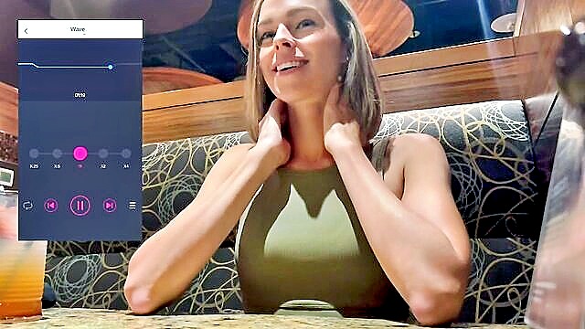 public restaurant encounter with lush remote controlled sex toy : Brazzers