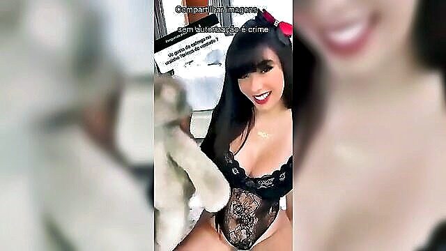 Sensual video featuring Juliana Bonde in black lingerie playing with a stuffed bear, a must-watch for fans of this Brazilian beauty.