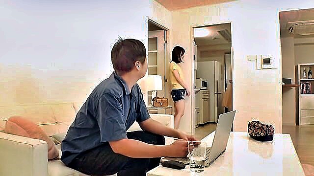 shy asian stepdaughter teased and satisfied by sensitive premature harasser : Ara