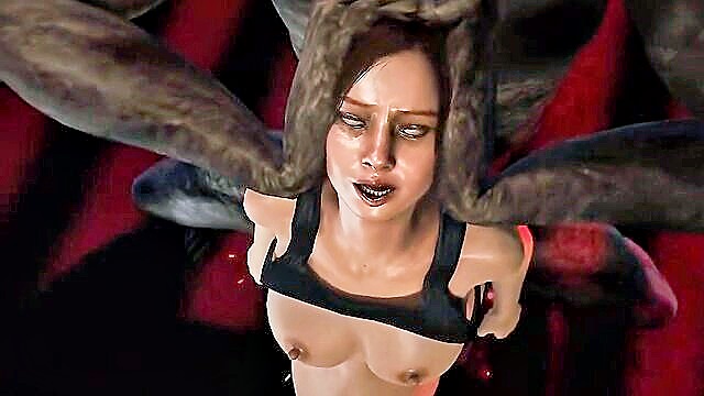 In this animated screenshot, Alcina Dimitrescu, a busty lady, dominates Ethan in a cowgirl position, showcasing her fierce sexual prowess. Free porn.