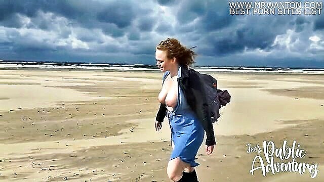 Sarah Calanthe - dutch exhibitionist flaunts and pleasures herself on the beach ama
