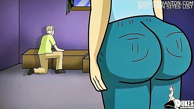 In this animated screenshot, Alcina Dimitrescu, a busty lady, dominates Ethan in a cowgirl position, showcasing her fierce sexual prowess. Free porn.