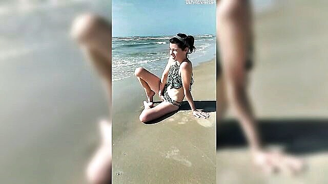 busty teen bellas public beach masturbation and squirting : Ts