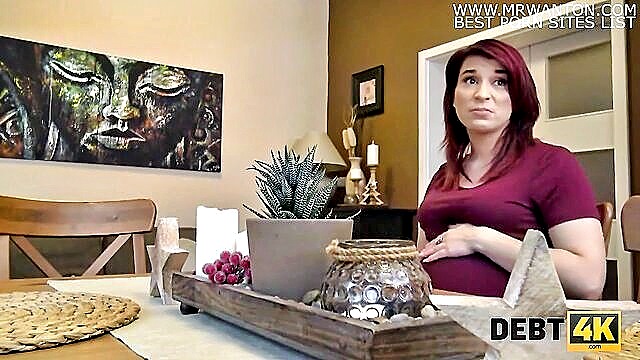 sexy redhead milf engages in rough sex for debt payment : Debt 4K