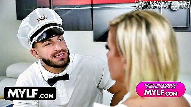 hot sexy porn video of a busty blonde milf getting creampied by a stud : MYLF Official