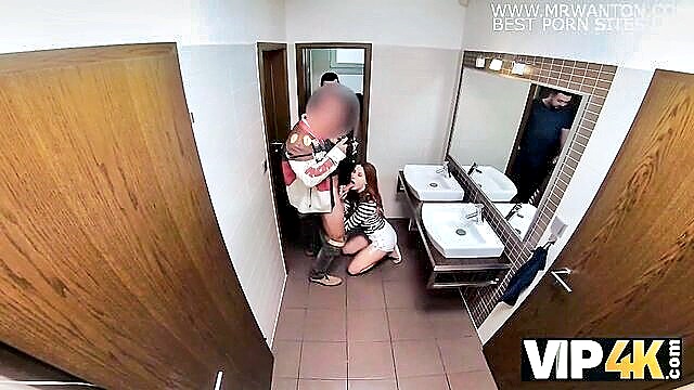 VIP - hunters steamy encounter with a stunning redhead in public restroom VIP 4K