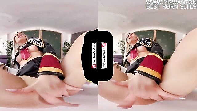 Quistis, a seductive teen cosplayer, immerses in virtual reality, exploring intense sensations with a skilled partner.