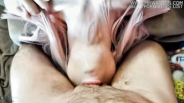 Sexy schoolgirl gives an extreme upside down deepthroat in this HD vidio, gagging on a big cock.