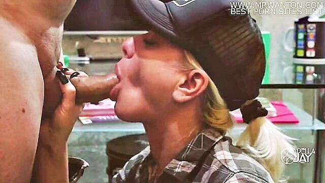 18 year old, blonde, amateur - perfect blonde teens sloppy blowjob and cum in mouth closeup   adella jay