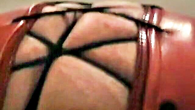 hot german bbw in tight leather skirt and red corset : Angel