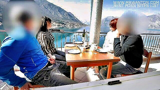 In the restaurant, a man receives a public handjob, causing his giant cock to cum hard, making a mess. सीएनएक्सएक्स