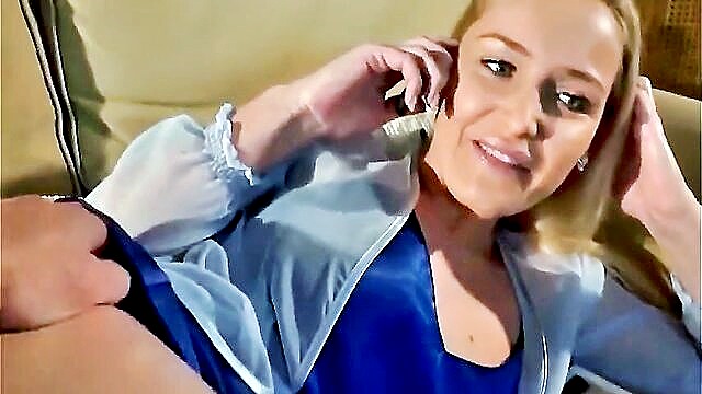 In this video, a stepson\'s private phone call is interrupted by his sexy stepmom. The scene unfolds from a thrilling point of view, showcasing intense intimacy and desire.