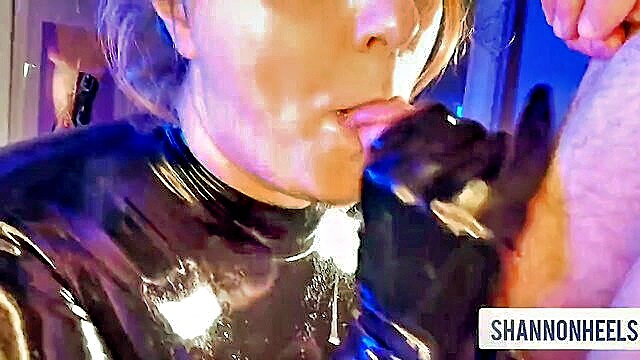 Latex-clad babe in European catsuit chokes and drools on big dick in steamy, HD video.