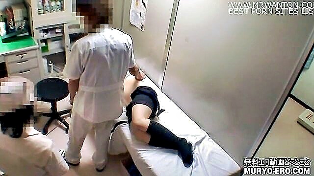 japanese doctors inappropriate pelvic exam of small breasted office lady : Muryo Ero