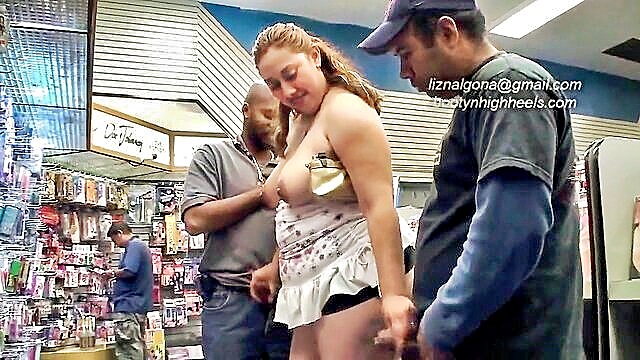 public nudity leads to steamy shop sex and oral fun : XES