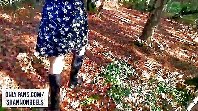 British teen in rubber boots flashes and masturbates in public, a sexy video in full HD.