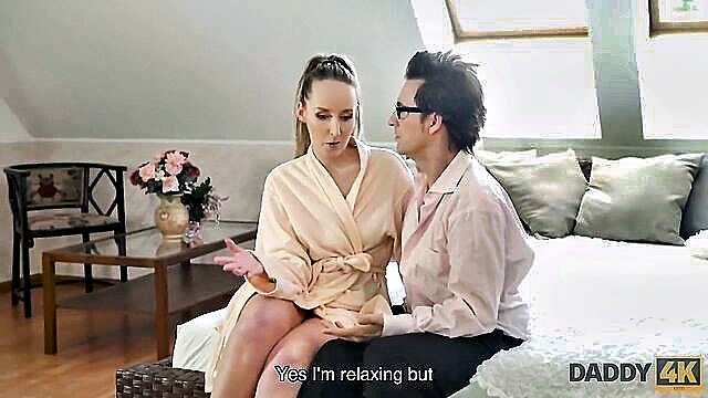 intelligent silver fox fucks young blonde in 4k : Daddy 4K