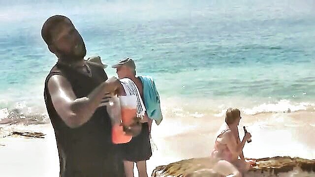 flashing, beach, outdoor - young girl flashes see through bikini on public beach