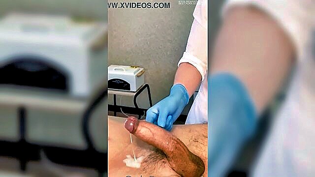 cumshot, cum, fetish - doctors office handjob