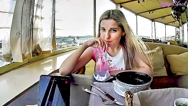 In this tantalizing image, the stunning Letty Black teases with a vibrating egg, igniting passion in public. Visit www.pornvideos.com for more exhilarating content.