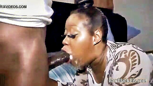 ebony babe chokes on cock in intense bj scene : Hood Hoez