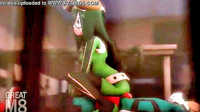 my hero academia sfm video featuring tsuyu asui and izuku midoriya : cosplay