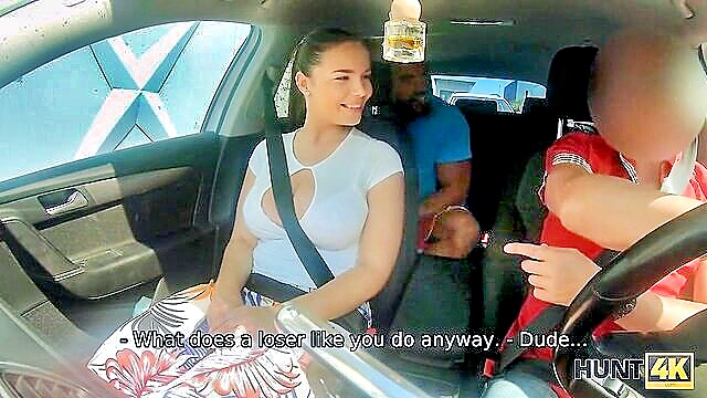 Sofia Lee - hunter scores a busty lady for cash on public bus Hunt4K