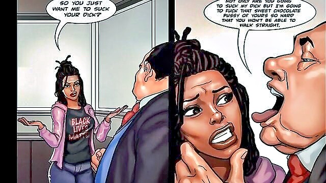 comic, two - steamy scenes with seductive mayors in comic book world at porncom