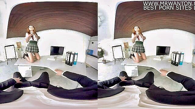 experience a sensual vr journey with a stunning 18 year old blonde schoolgirl : Cums