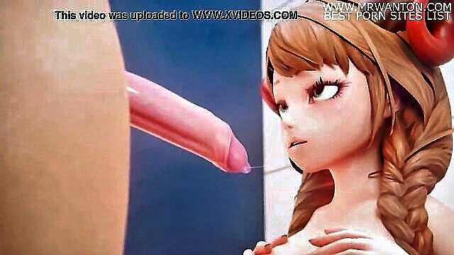 cowgirl, hentai, big butt - hentai video of a succubus and lucky guy in a restroom