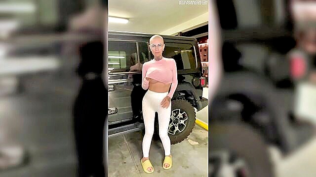 masturbation, public, squirting - tattooed english slut squirts in public parking lot
