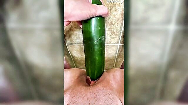 dirty wife pleasures herself with cucumber in pov : Milf