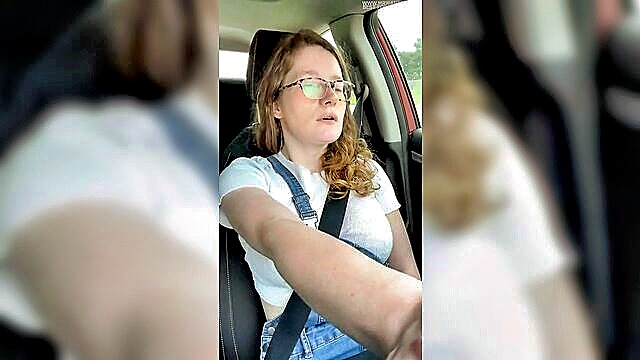 car, masturbation, busty - nerdy country girls car solo play in hd
