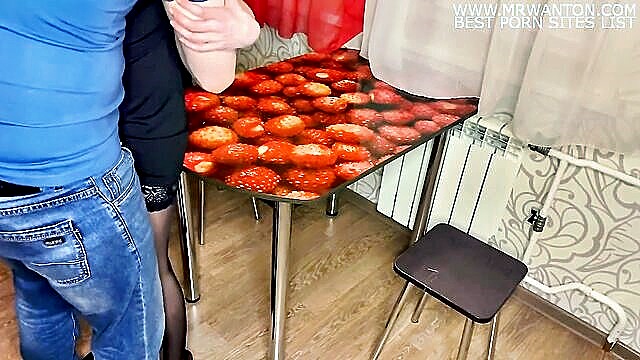 new xxx video wet and wild table action with a skinny milf : Doggy