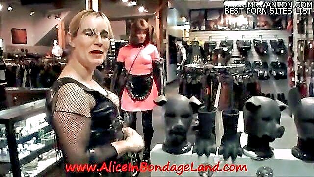 sissy maid buys fetish items in public rubber and latex : Alice In Bondage Land