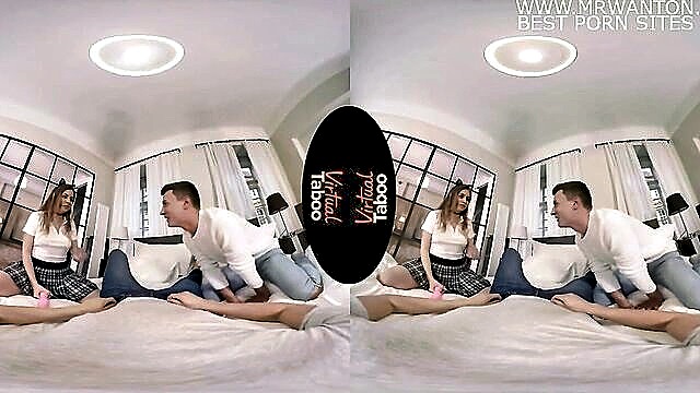 HD VR video of a steamy encounter with two cocks and a mouth. Luscious natural tits and a shaved vagina in action.