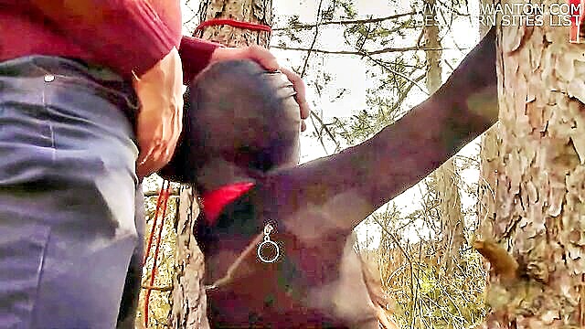 laura on heels in bdsm outdoor bondage sex with deepthroat and masked blowjob : Laura On Heels