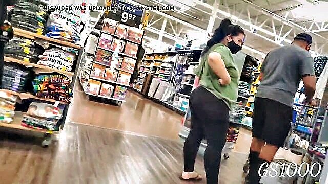 bbw, big butt, milf - sensual milf in sheer spandex pants revealing curves