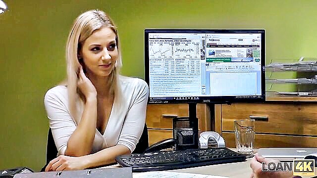 blonde girl pays off her loan with seductive skills and sex : Loan 4K