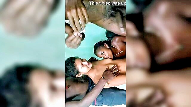three friends share a black cock for wild anal sex party : We