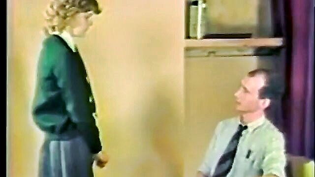 lingerie, bikini, nylon - vintage film featuring teacher spanking naughty student in white satin panties