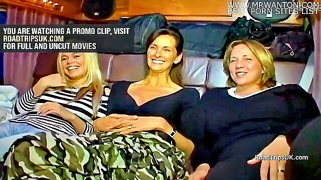 Alicia Rhodes, Anabel Moon, Angie George - british milfs indulge in a van threesome licking and getting off RoadTrips UK