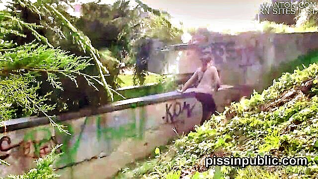 caught peeing in public park with closeup of shaved pussy : Piss In Public