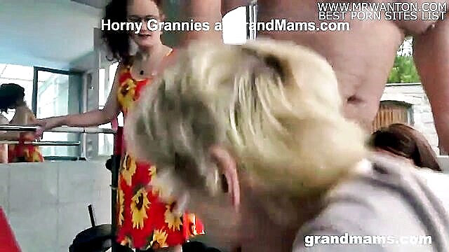 Stretch - worn out grannies stretch their skills in a wild orgy in gym Grandmams