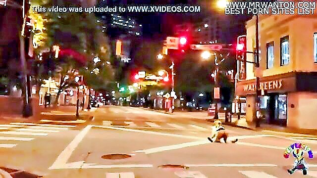 hardcore, cock, milf - freeporn clown gets dick sucked by ebony thot in public